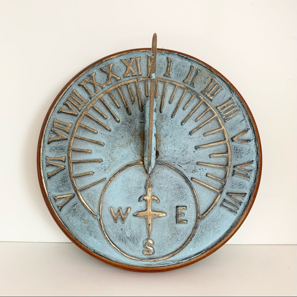 Vintage solid metal sundial decor